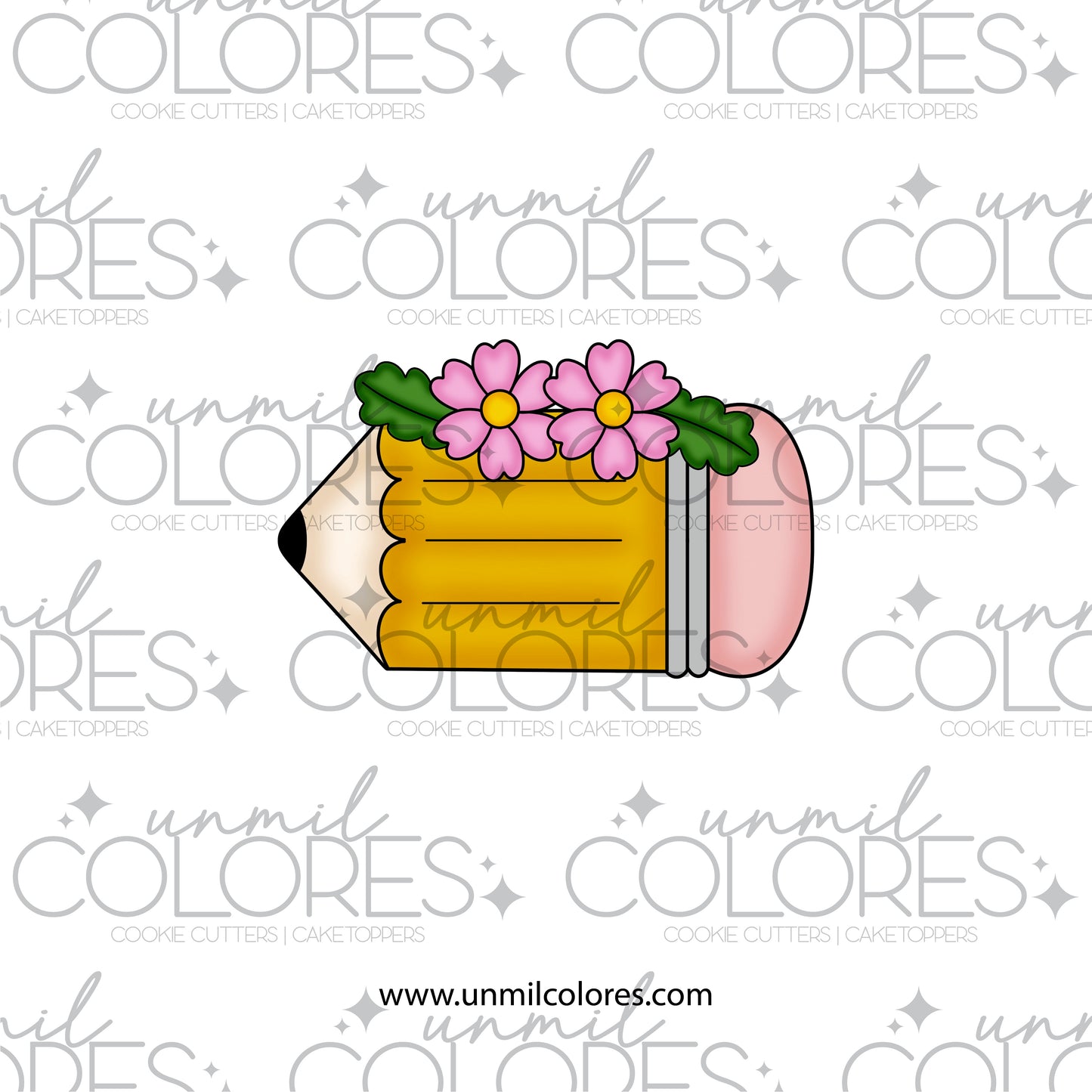 Cortador de Galleta Lápiz con Flores
