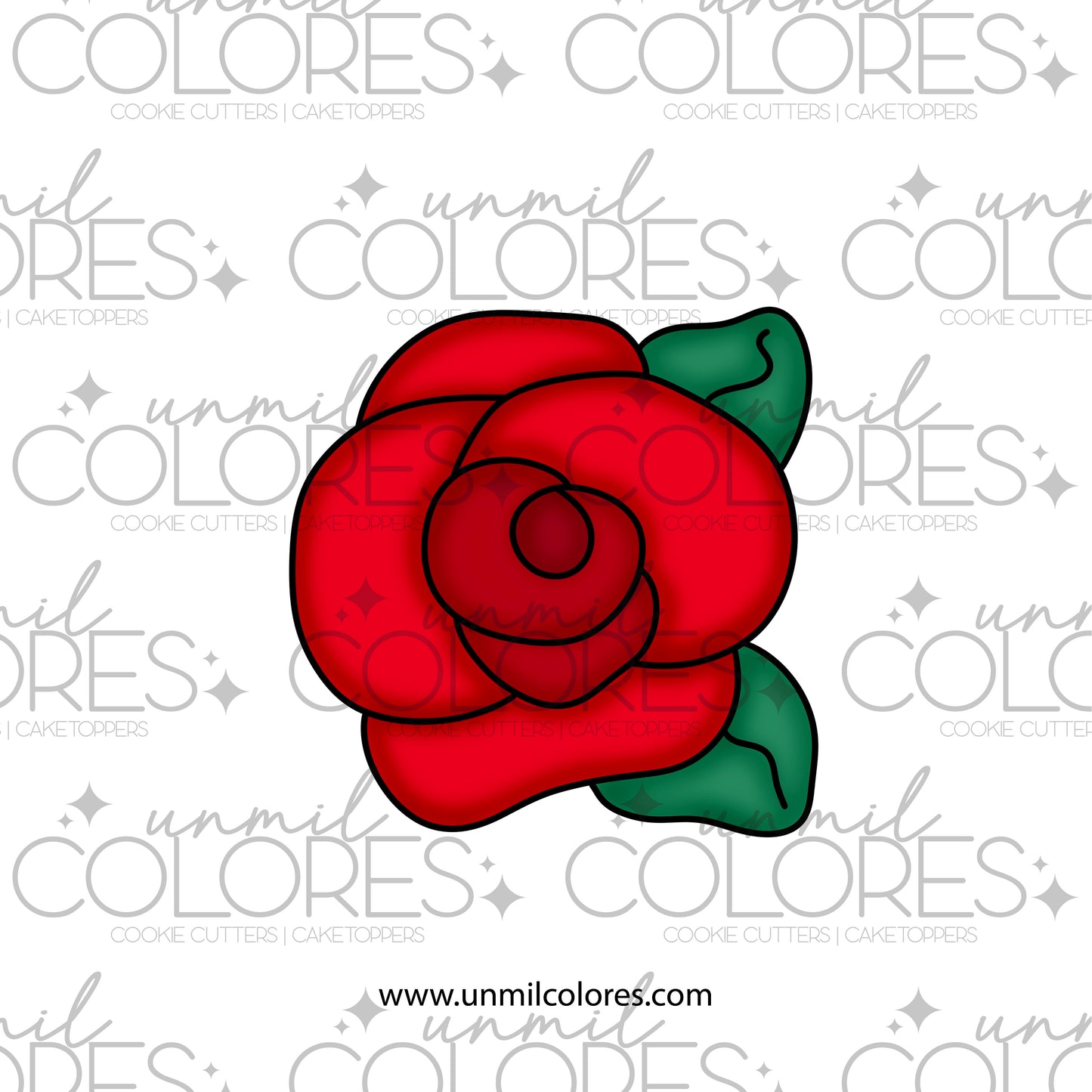 Cortador de Galleta Flor Rosa con Hojas