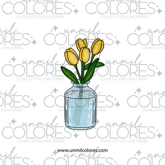 Cortador de Galleta Jarron Tulipanes