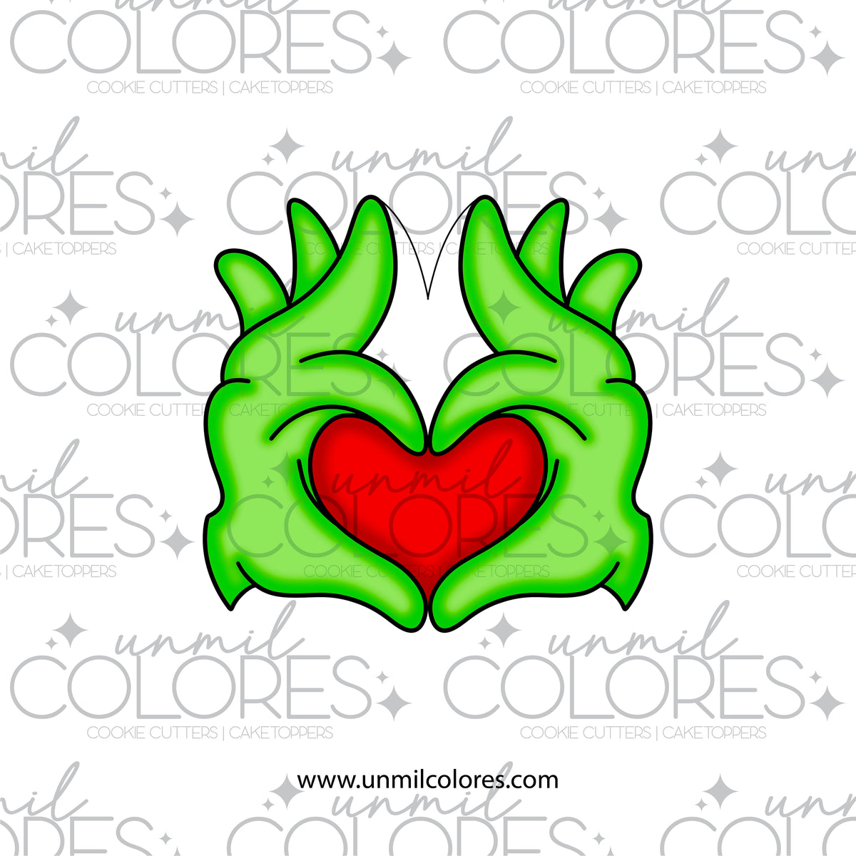Cortador de Galleta Manos Grinch Corazón