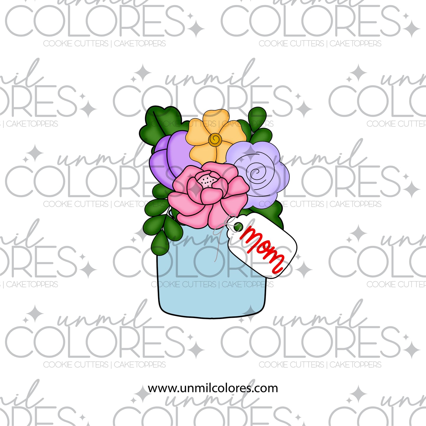Set Cortadores de Galleta Arreglo Flores Jarrón (8 Piezas)