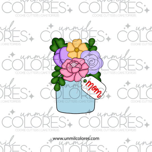 Set Cortadores de Galleta Arreglo Flores Jarrón (8 Piezas)